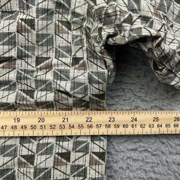 Marc Edward Silk Short Sleeve Button Up Mens Shirt Geometric Size XL Tan - Picture 5 of 6